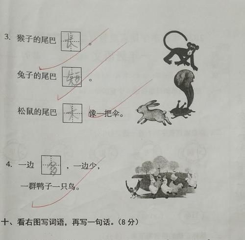 一年级语文综合测试卷，小朋友仅仅考了98分，一个字的笔顺易出错