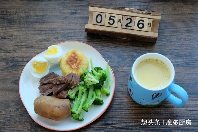 水煮西兰花|29天早餐分享,一人份,有荤有素有粗粮,自己做的早餐就是香