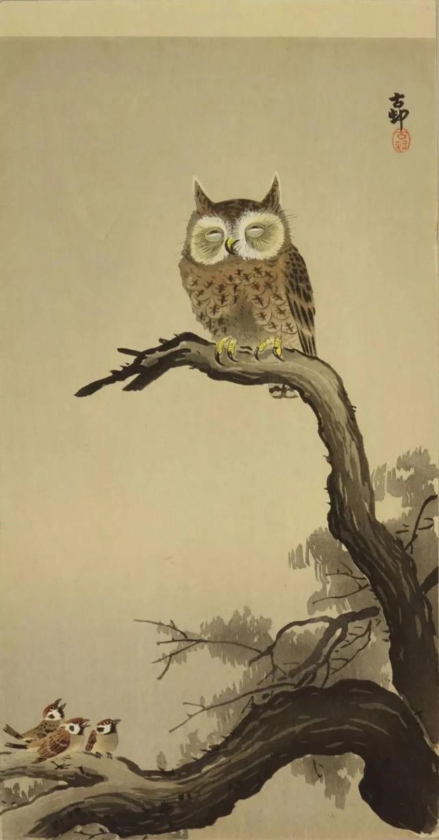 日本绘画大师的花鸟画，淡雅清新