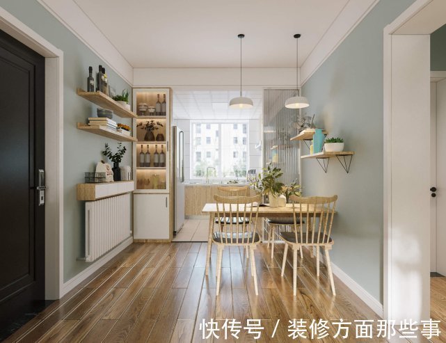 阳台上|110平清新北欧风二居室阳台上半开式式书房,增加客厅采光