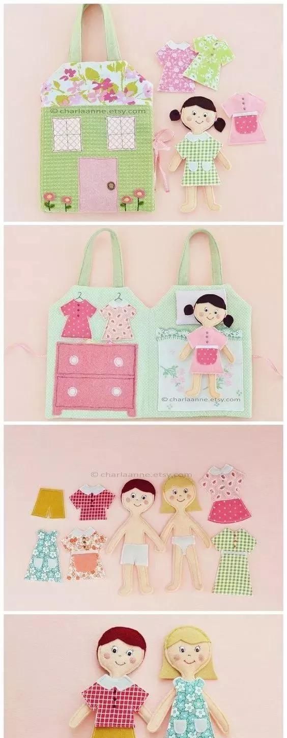 自制玩具熟练的妈妈用碎布给女儿做豪华的换装娃娃