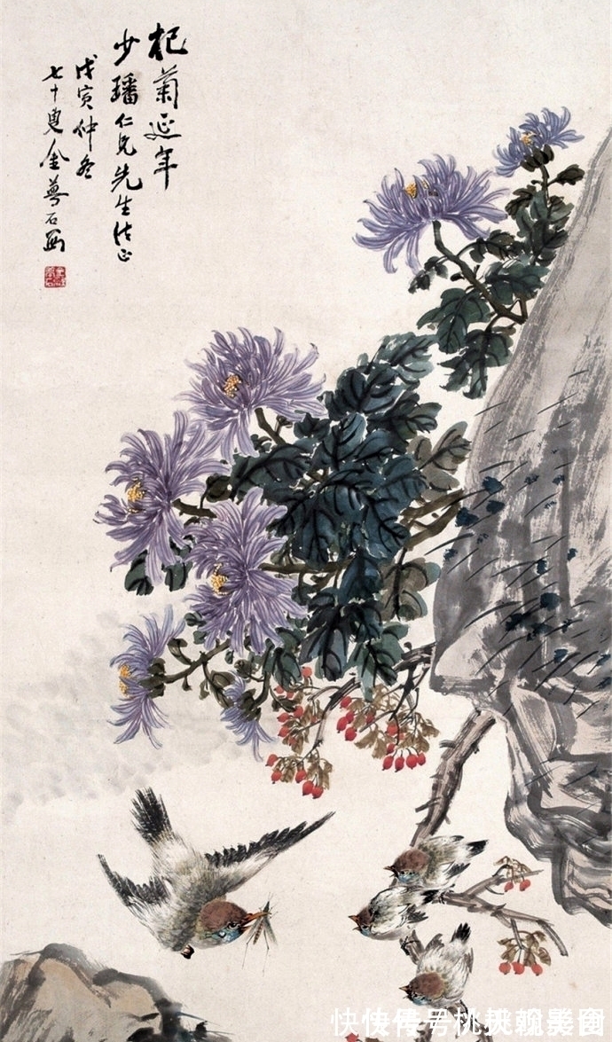 寓意|通俗明快，充满吉祥寓意，海派画家金梦石花鸟画欣赏