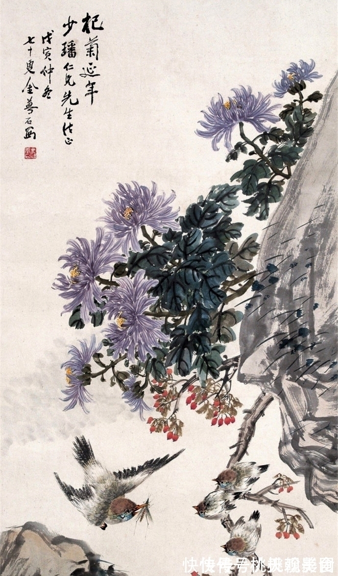 寓意|通俗明快,充满吉祥寓意,海派画家金梦石花鸟画欣赏