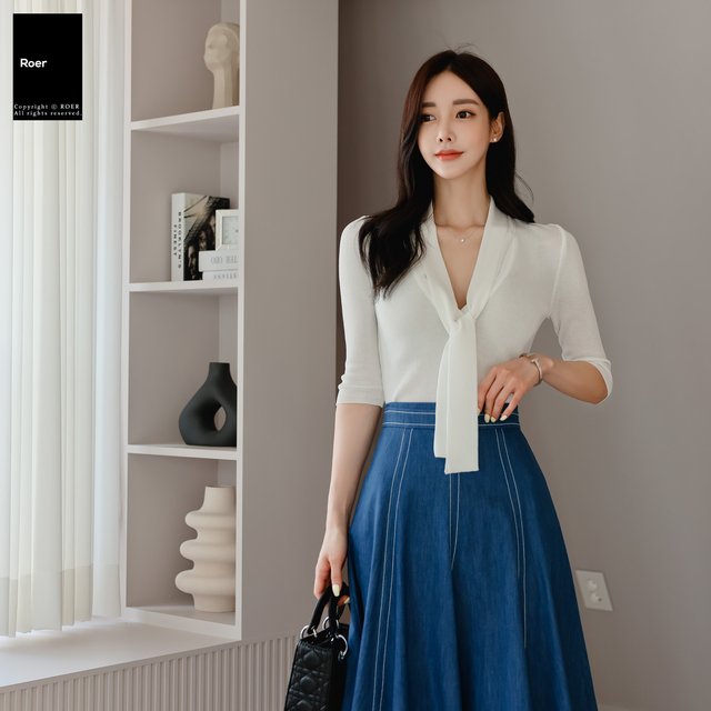 新奥尔良|时尚精品:孙允珠搭配的新奥尔良都市牛仔斜衩柔纱裙