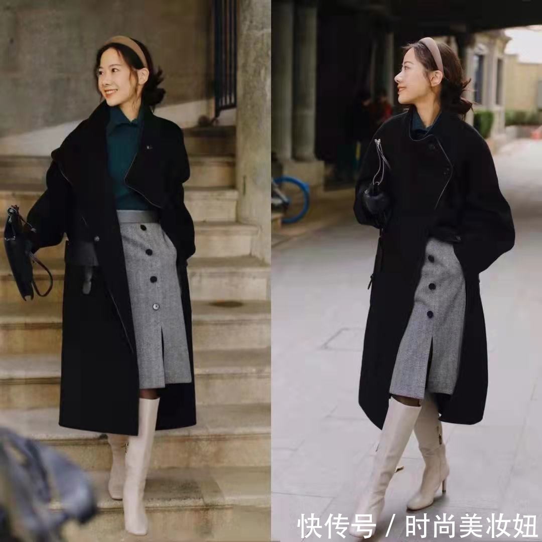 街拍|长靴不一定要配小脚裤,秋冬学会3种搭配,优雅高级又洋气