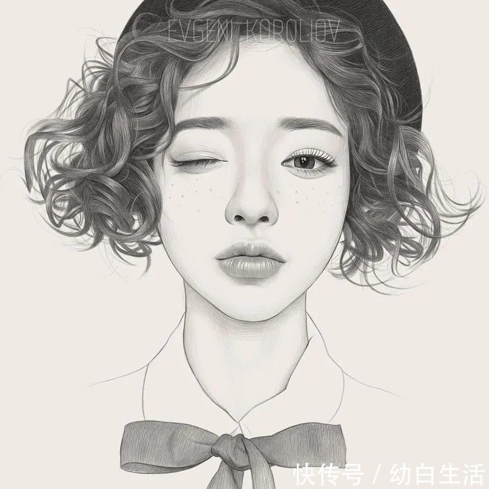 手绘$总被怼素描画得像头盔,瞧她用自动铅笔画,笔笔都是功力,厉害了!