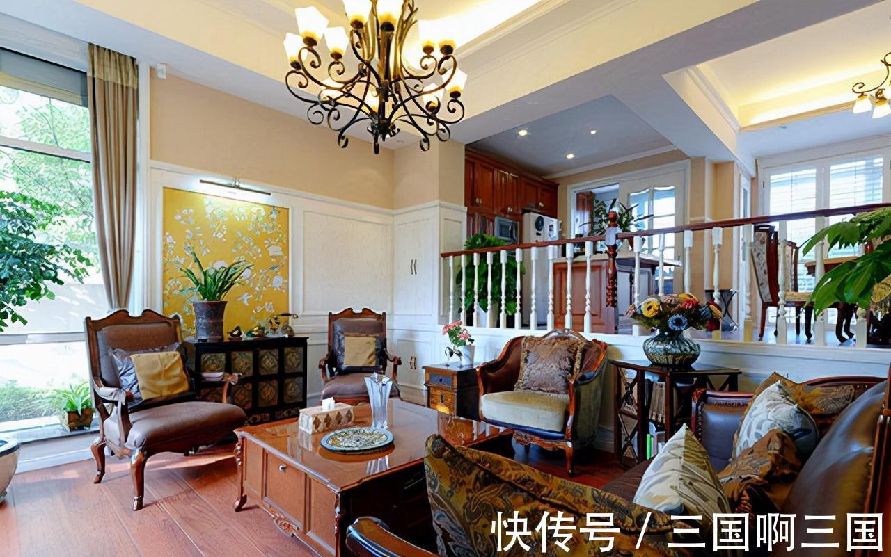 空间|美式别墅的独特韵味,客厅没有电视也很美,复古和浪漫并存