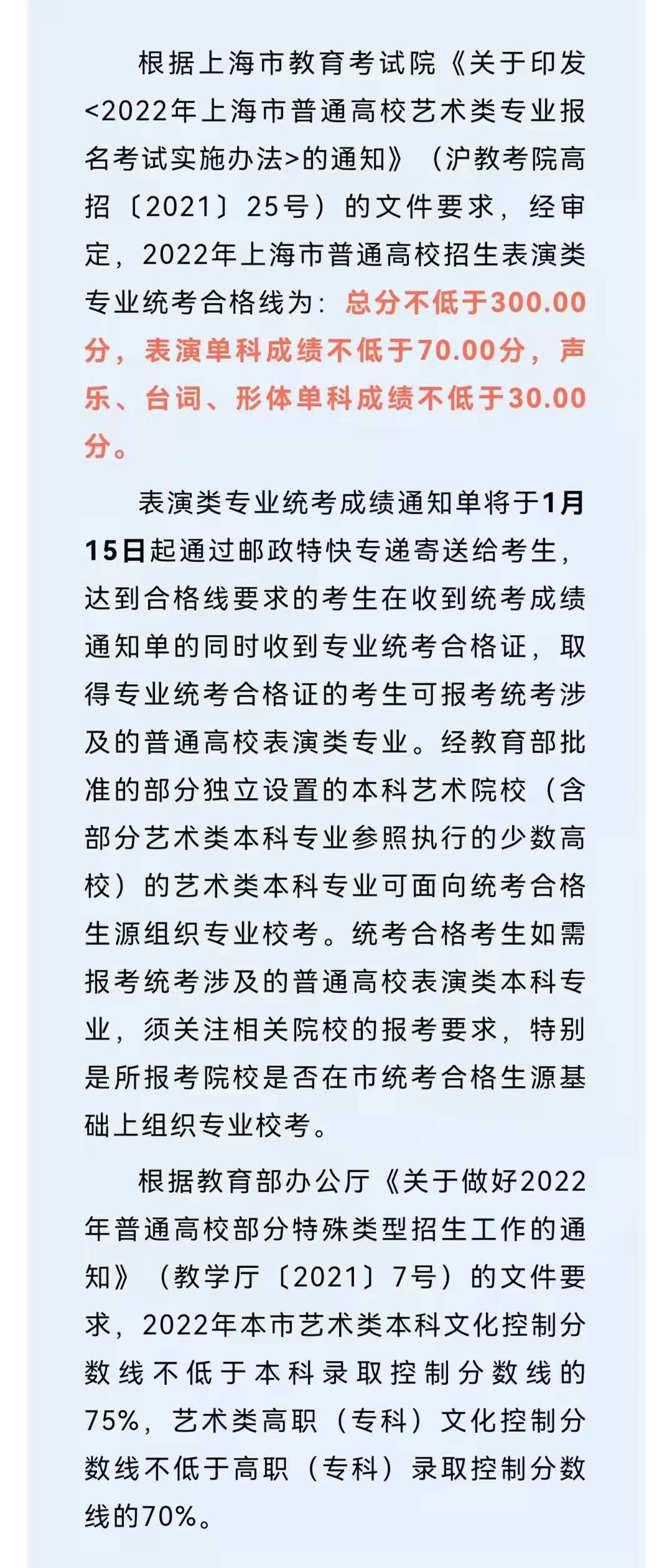 艺术类|沪2022高招各艺术类专业统考合格线及合格名单公布！