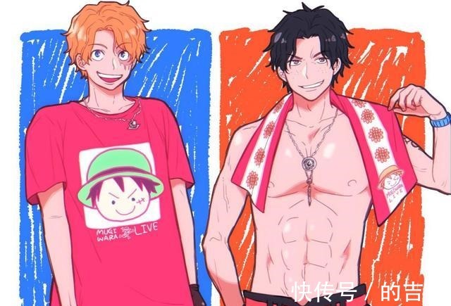 萨博|海贼王ASL插画分享,艾斯和萨博是超级弟控,三人变身猫男相互舔毛