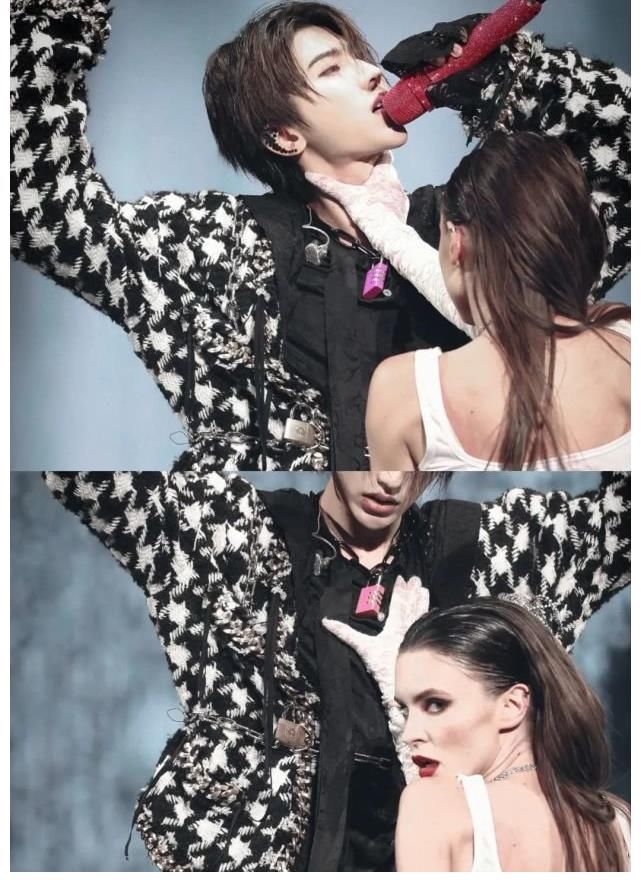 女友|蔡徐坤演唱会与女舞者借位吻,舞台效果拉满太撩人,女友粉直呼“看哭了”