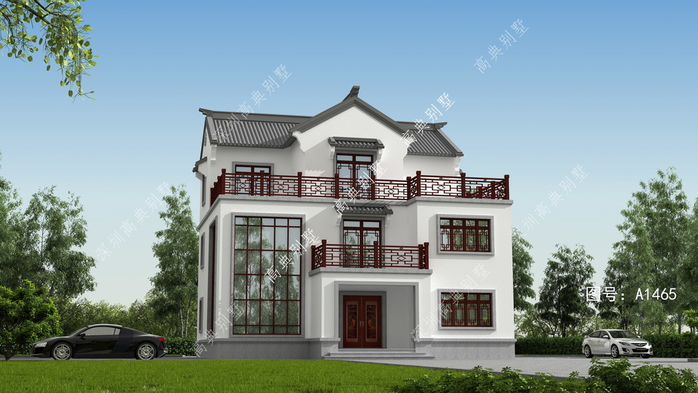 中式|复式中式三层住宅,外观雅致,富有仙境之感