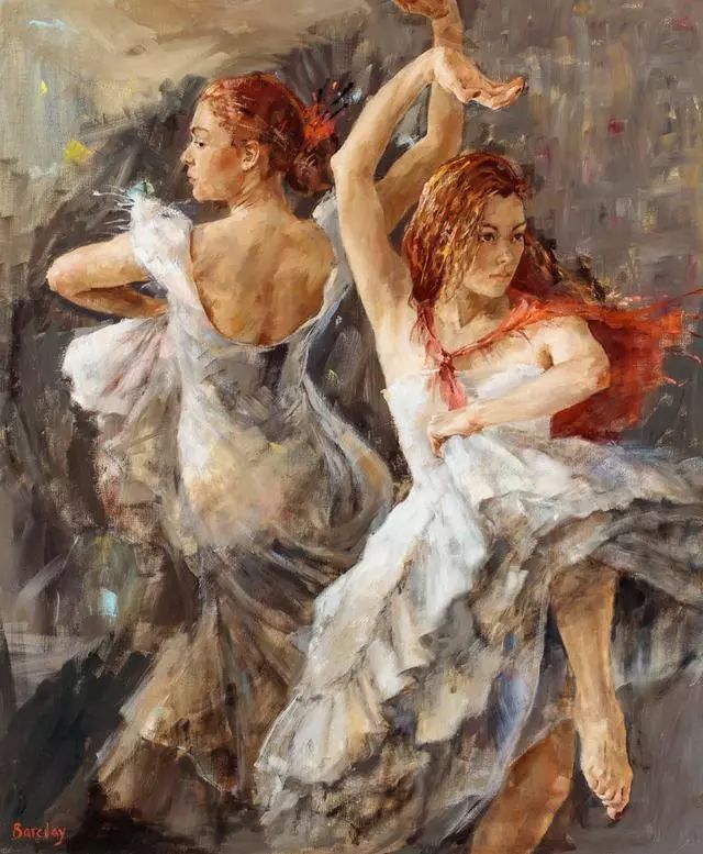 穆里尔|英国画家穆里尔笔下的舞女,身体张力的展现,舒展的弧度太美