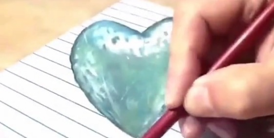 成华！美术生画3D立体爱心，成画后：不敢相信眼睛，网友：飘起来了