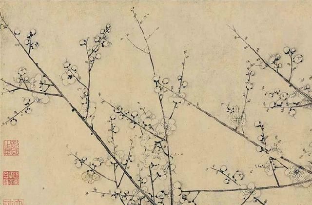 意境!朱瞻基《墨梅图》欣赏:笔法意境皆第一,继承了王冕的绘画风格