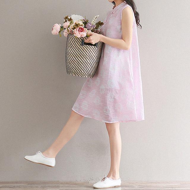 文艺|中式改良旗袍裙,棉麻材质、宽松A字版型,小清新风格