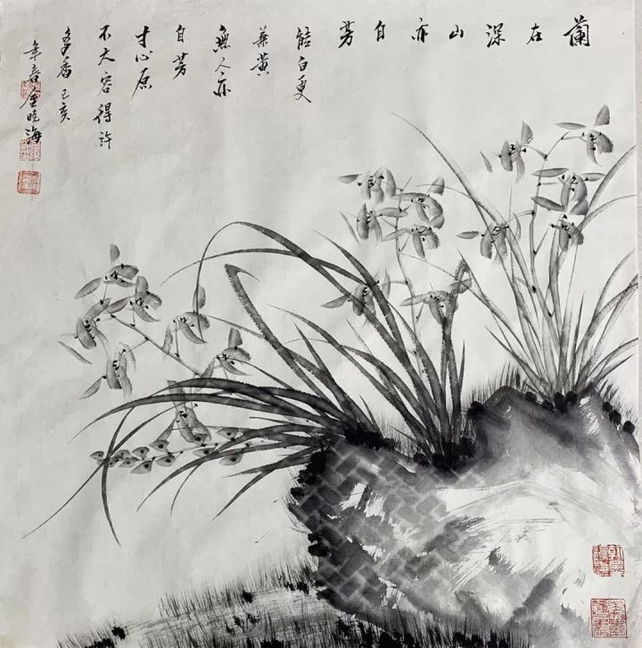 花鸟$金晓海用笔墨创造了一个幽静典雅、诗情禅境的水墨花鸟世界