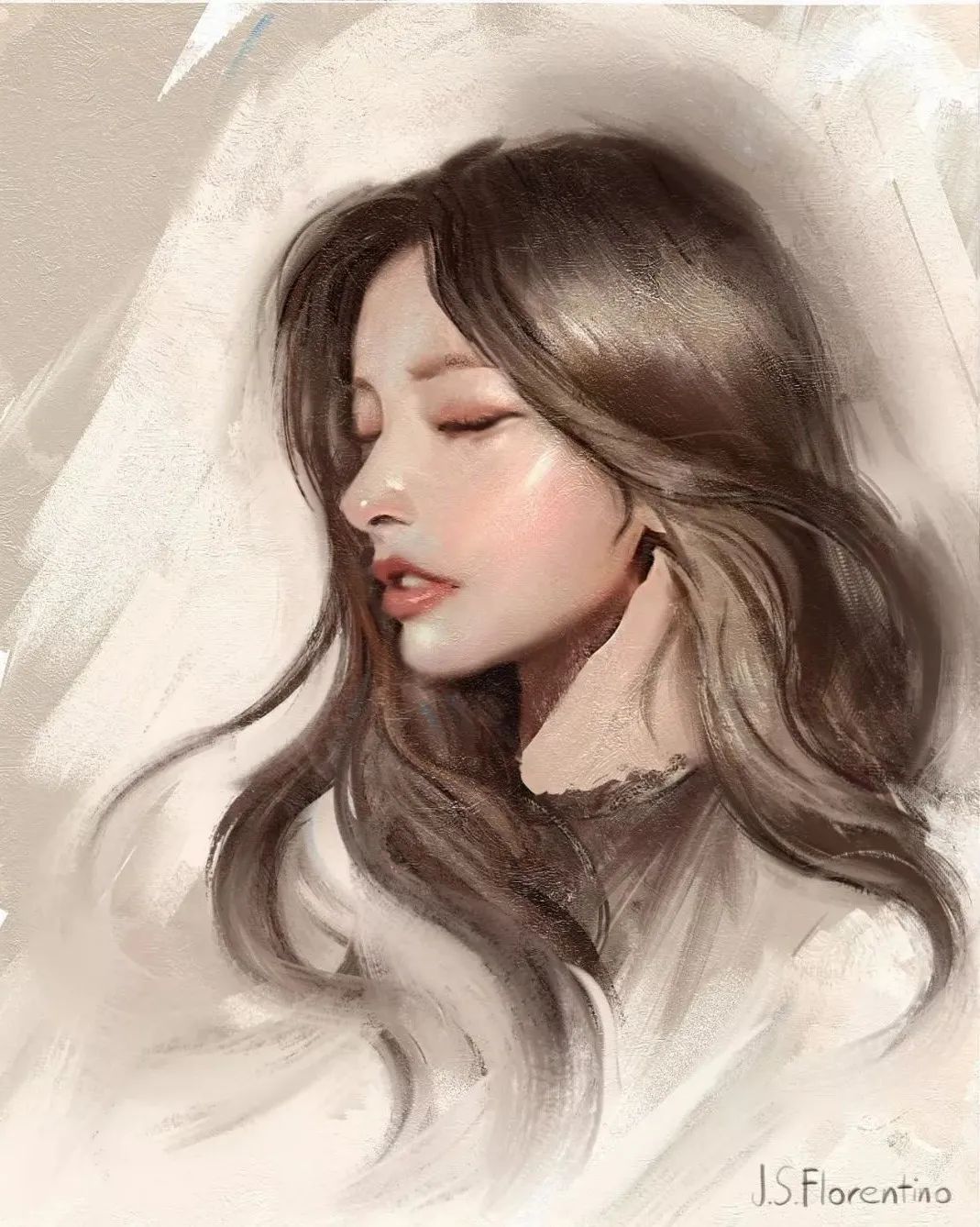 暗部$这三位艺术家的画中女子,楚楚动人,美若天仙