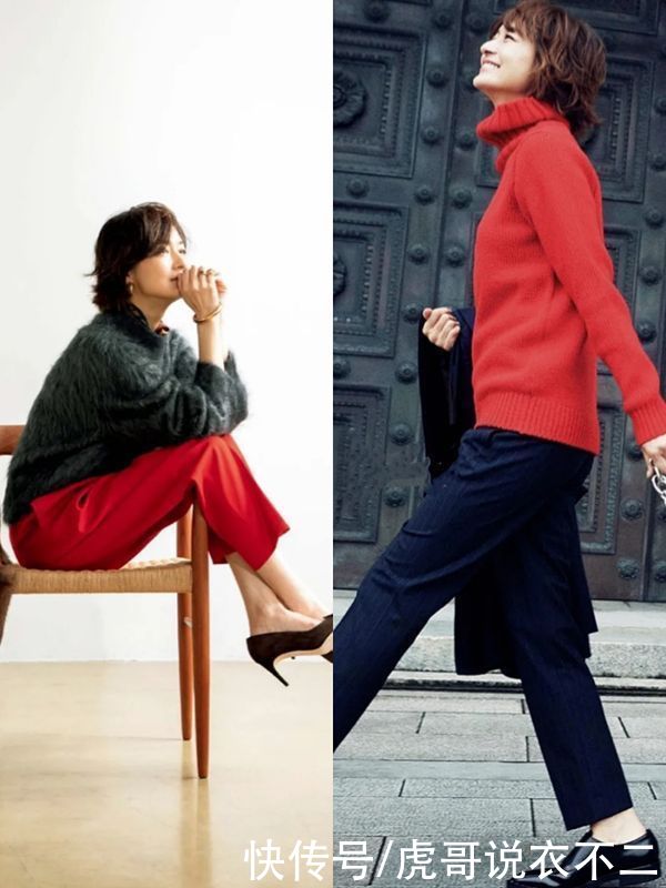 时髦不如简约，瞧51岁“日本大妈”的毛衣搭配，优雅高级不显老