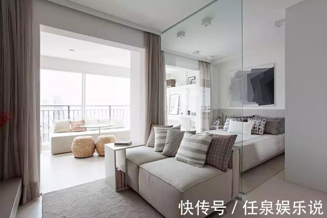 分区|35㎡简约宜家风格装修，用玻璃隔断分区，明显空间通透显宽敞