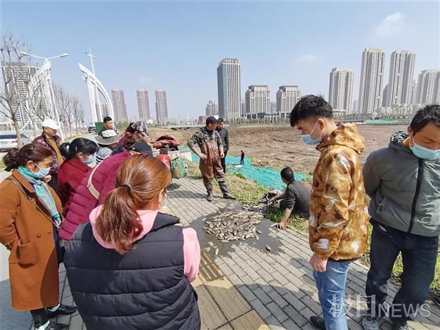 武汉这个地方湖干了，抓鱼的好快活，看客也欢乐