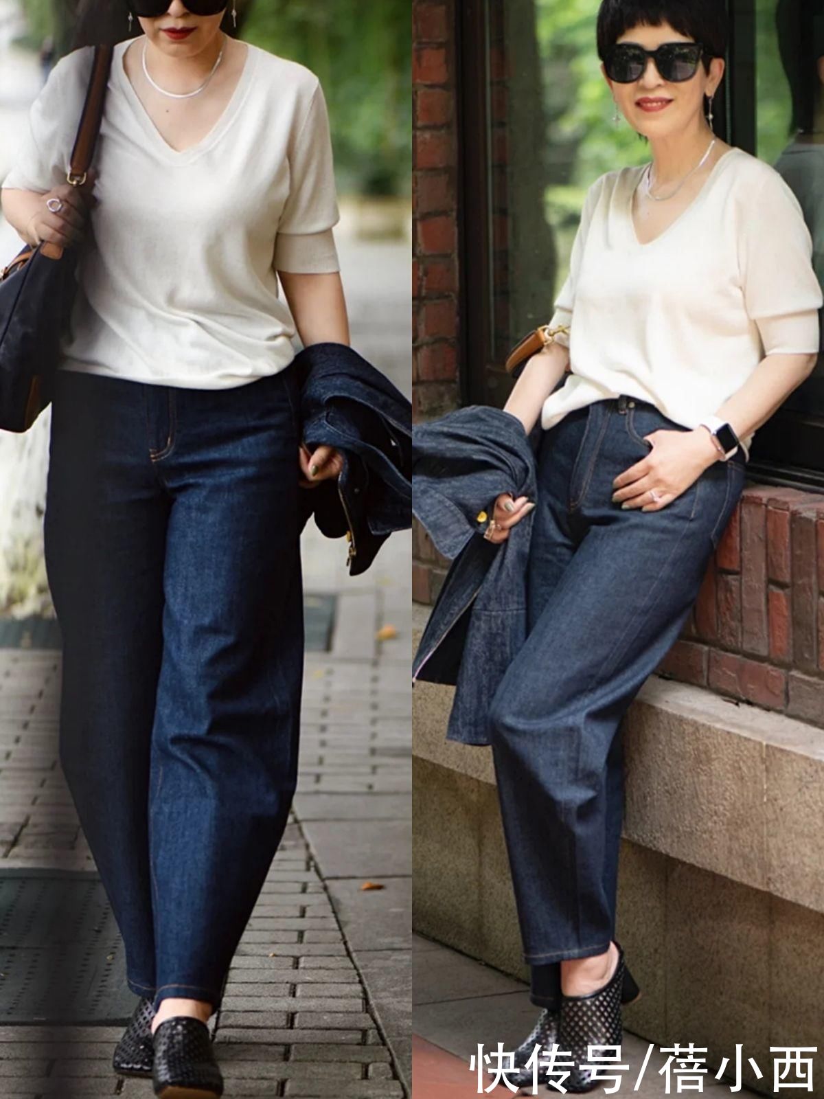 阔腿裤|50、60岁的女人，会穿+有气质比长相重要，这么搭得体时髦显气质