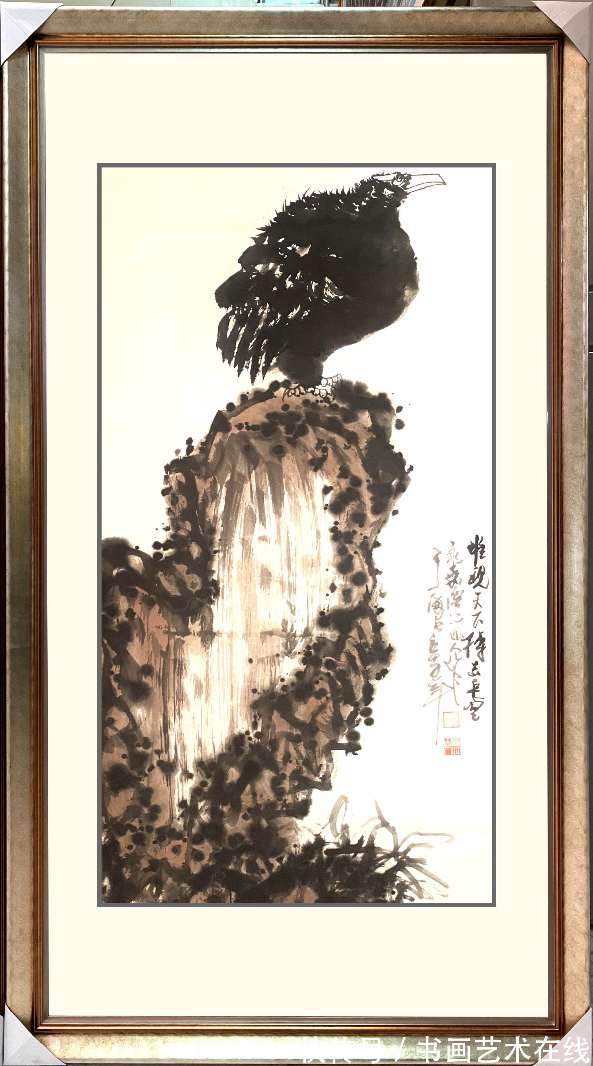 鹰石图!朱祖国为何能在当代画鹰千万家中独领风骚