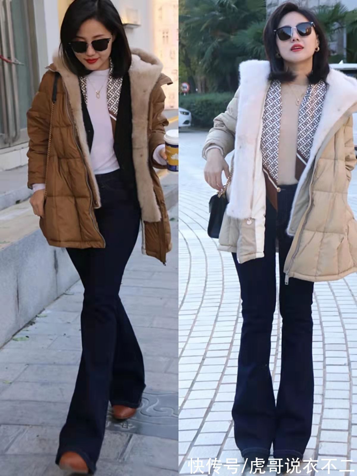 锥形裤 冬季穿羽绒服,流行“宽紧结合”搭法,40岁后照穿保暖优雅都有了