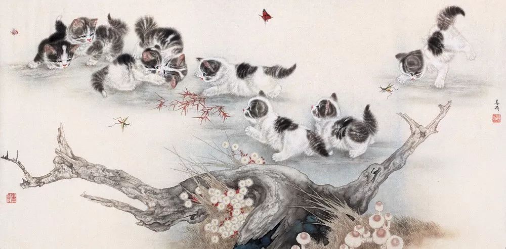 代表作品@米春茂笔下的猫,趣萌可爱,稚气童真