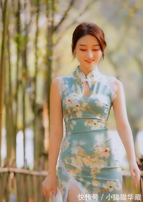 包臀裙 干净清雅的改良旗袍,与自然风景结合,让人过目不忘