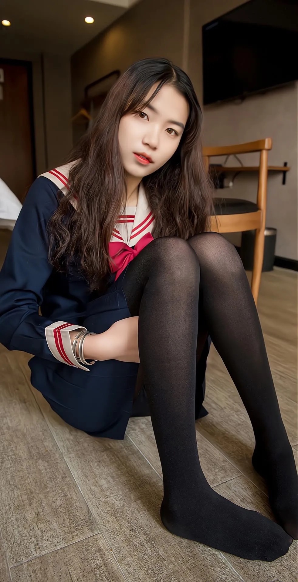 时尚 穿制服的时尚女生