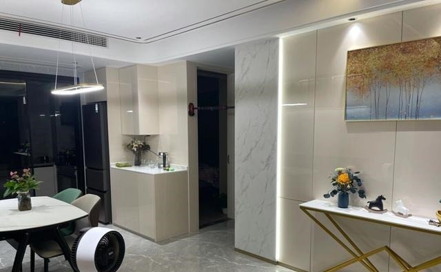 玄关|装修一年多终于完工,墙面刷艺术墙漆非常有档次,一家人都满意