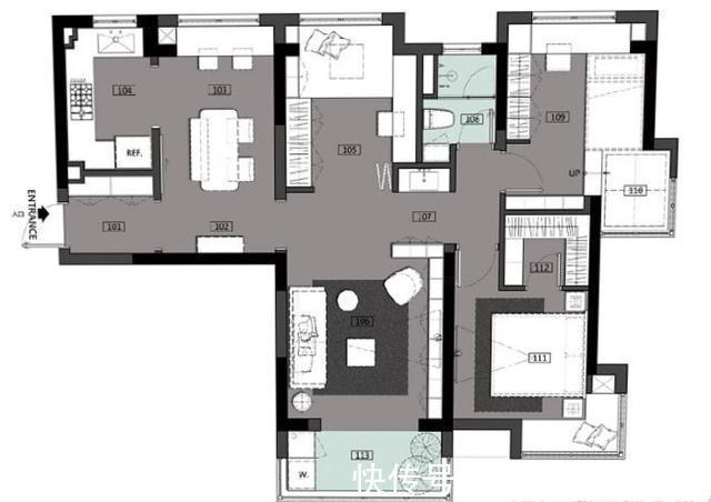 折叠门|100㎡小三房，坚持全屋打满柜子，飘窗这样设计，太实用了