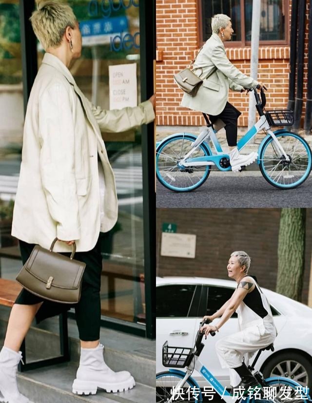 姐姐|60岁的街拍达人太拉风,剪寸头穿吊带,凭借时尚潮酷装扮圈粉无数