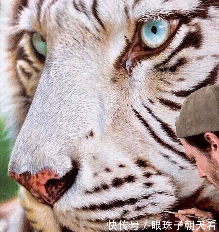 热爱!超写实野生动物,狂野凶猛的样子,随时准备从画布上扑下来