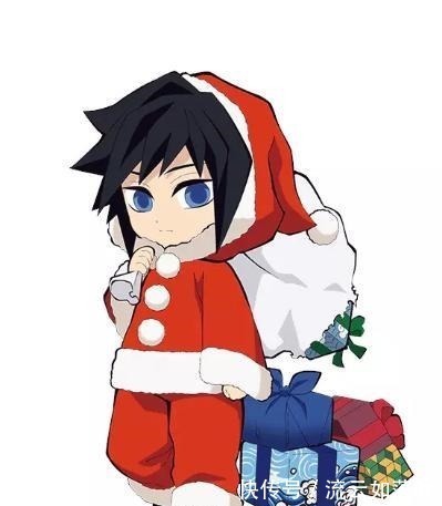 富冈义勇|《鬼灭之刃》圣诞插图,炭治郎变圣诞老人,善逸被吓哭