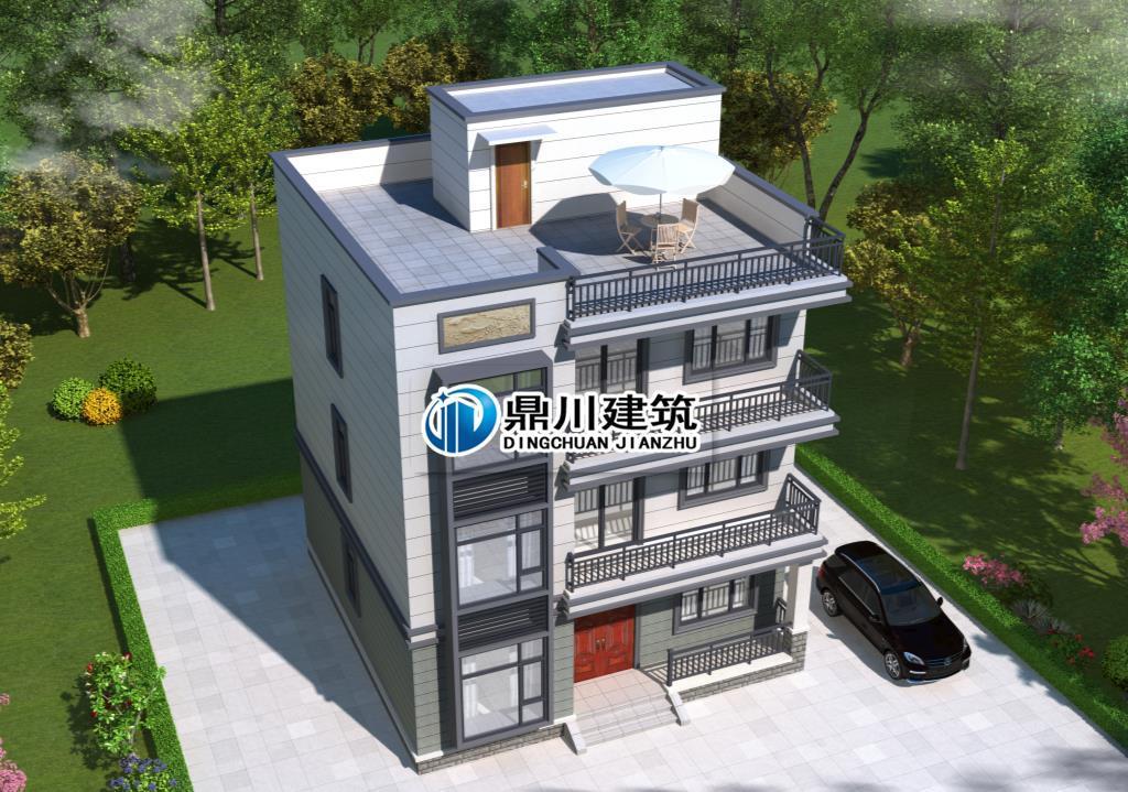 别墅|新中式三层平顶别墅，9.9米×9.9米，造价30万，建在老家真不错