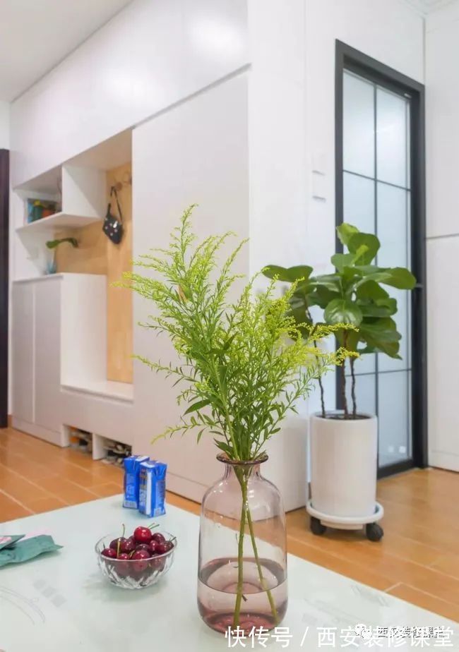 鞋柜|55㎡一室改两室,麻雀虽小五脏俱全