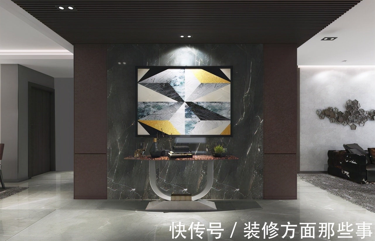 简约风|120平现代简约风三居,酒红色的电视柜很时尚