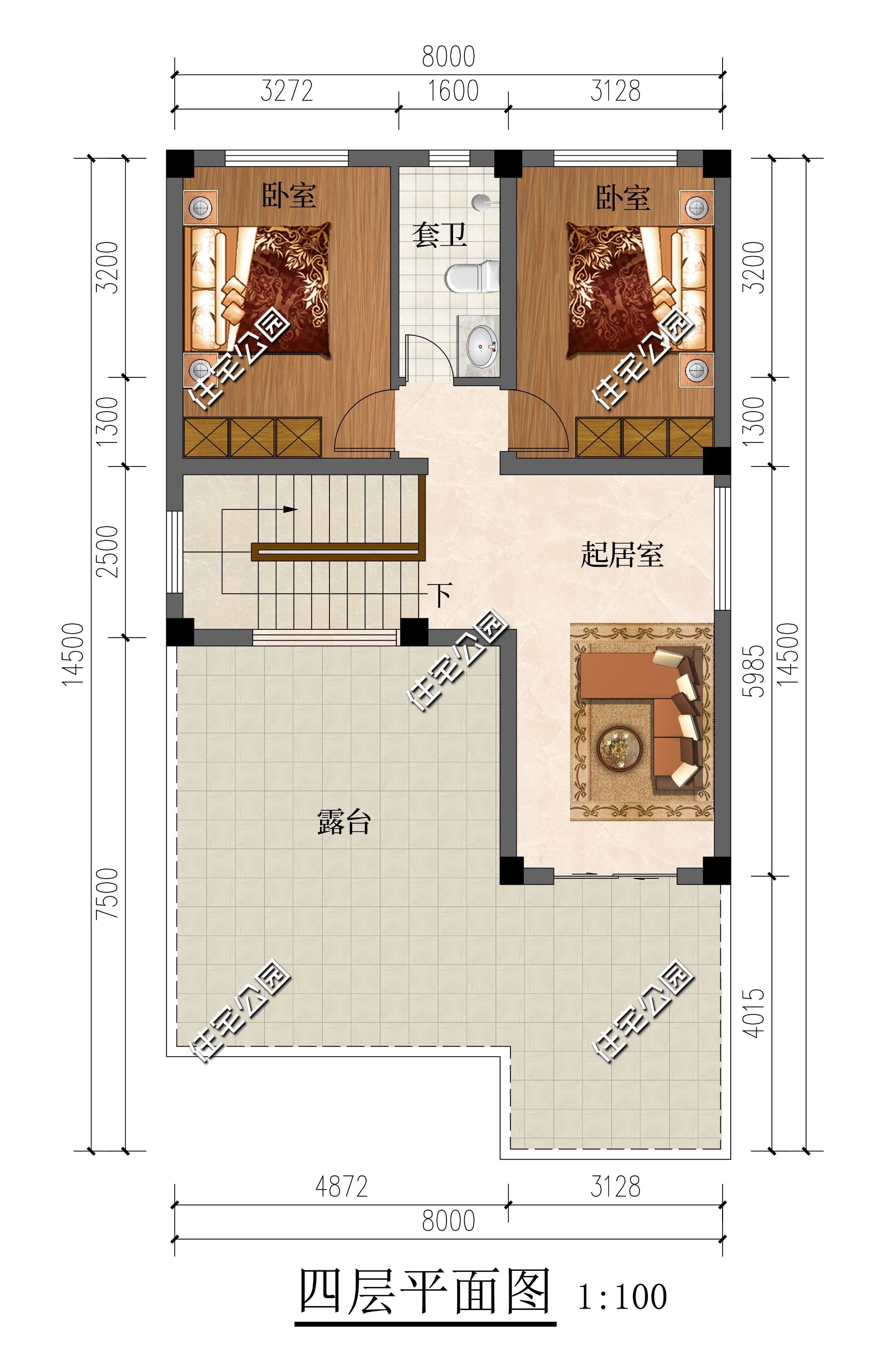 占地面积|小面宽+三层半，8×11米占地118平的新中式，经典与时尚的结合体