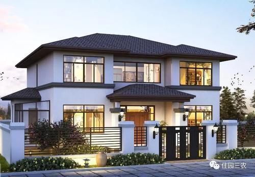 建房子|想在老家建个好房,又没时间常住,这种美观大气的现代风二层别墅,挺实用