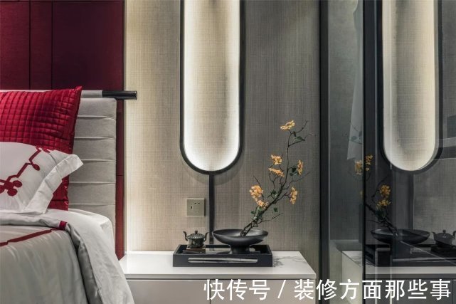 装饰|125㎡现代中式,稳重空间一抹红,点亮空间端庄感!