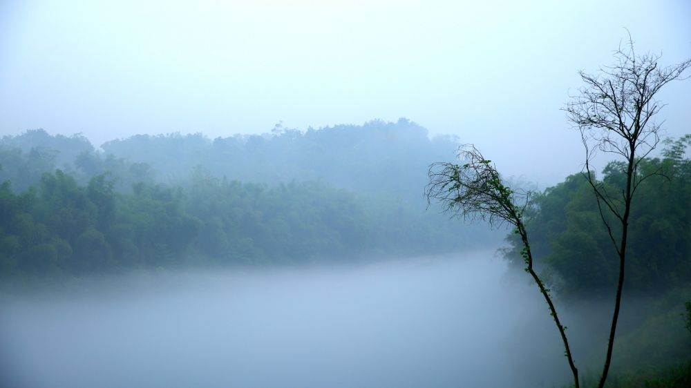 山水画|重庆荣昌万灵古镇：烟雨中的水墨山水画……