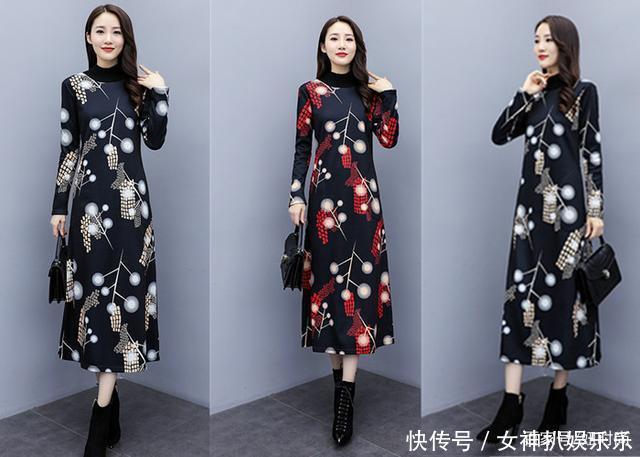 冬季高领加厚加绒连衣裙穿搭,这几款舒适保暖又减龄,穿上真美!