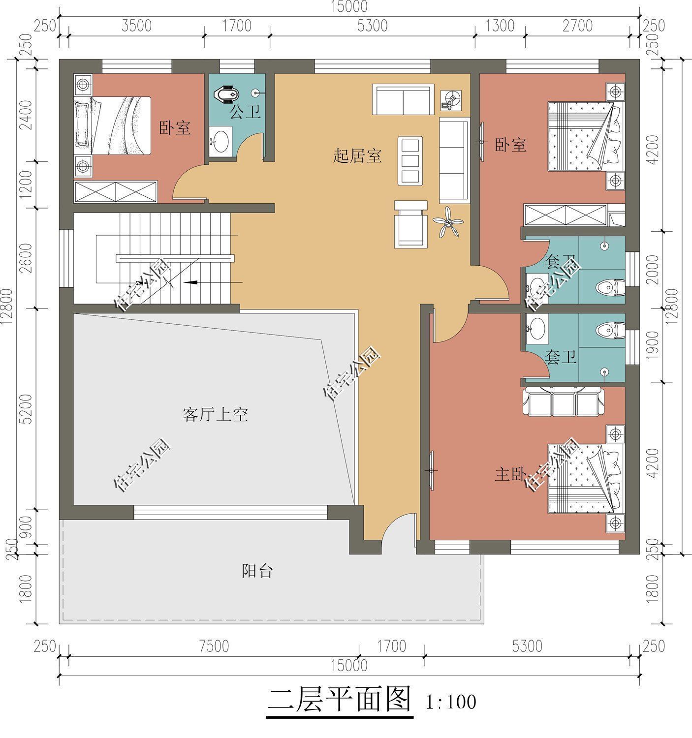别墅|15×12米现代风三层别墅,挑空客厅配舒适套卧,谁住谁喜欢