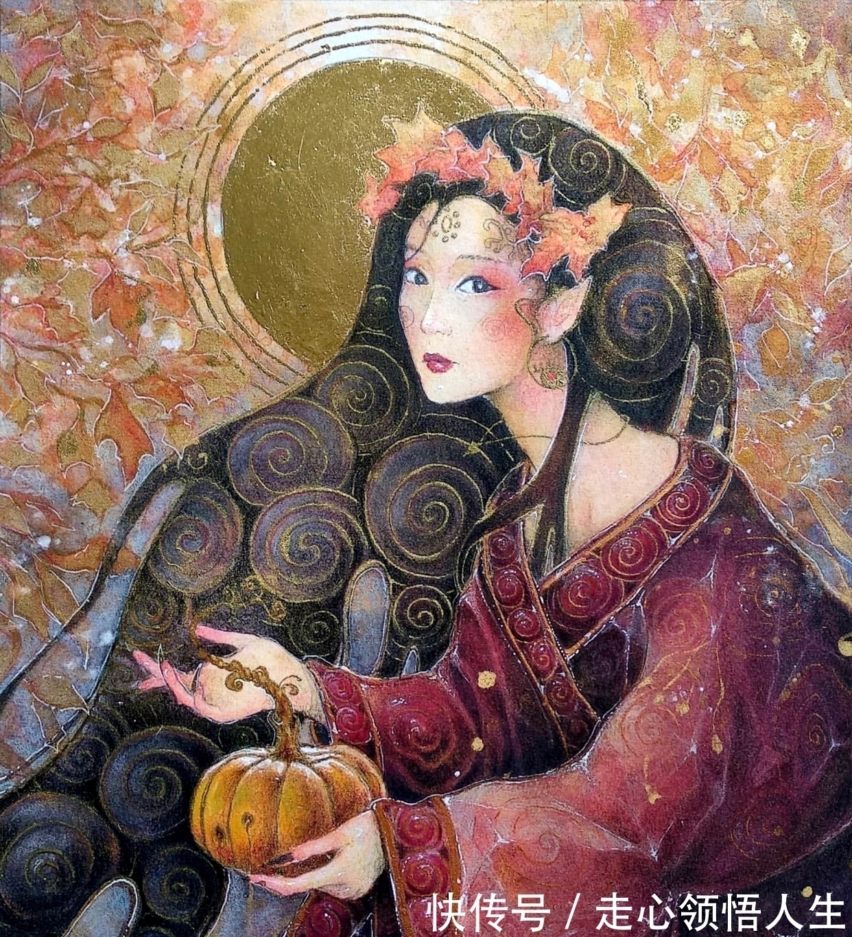 希腊$寂静宇宙中的明眸:色彩与金箔的交融,插画家卡法西斯的神话四季