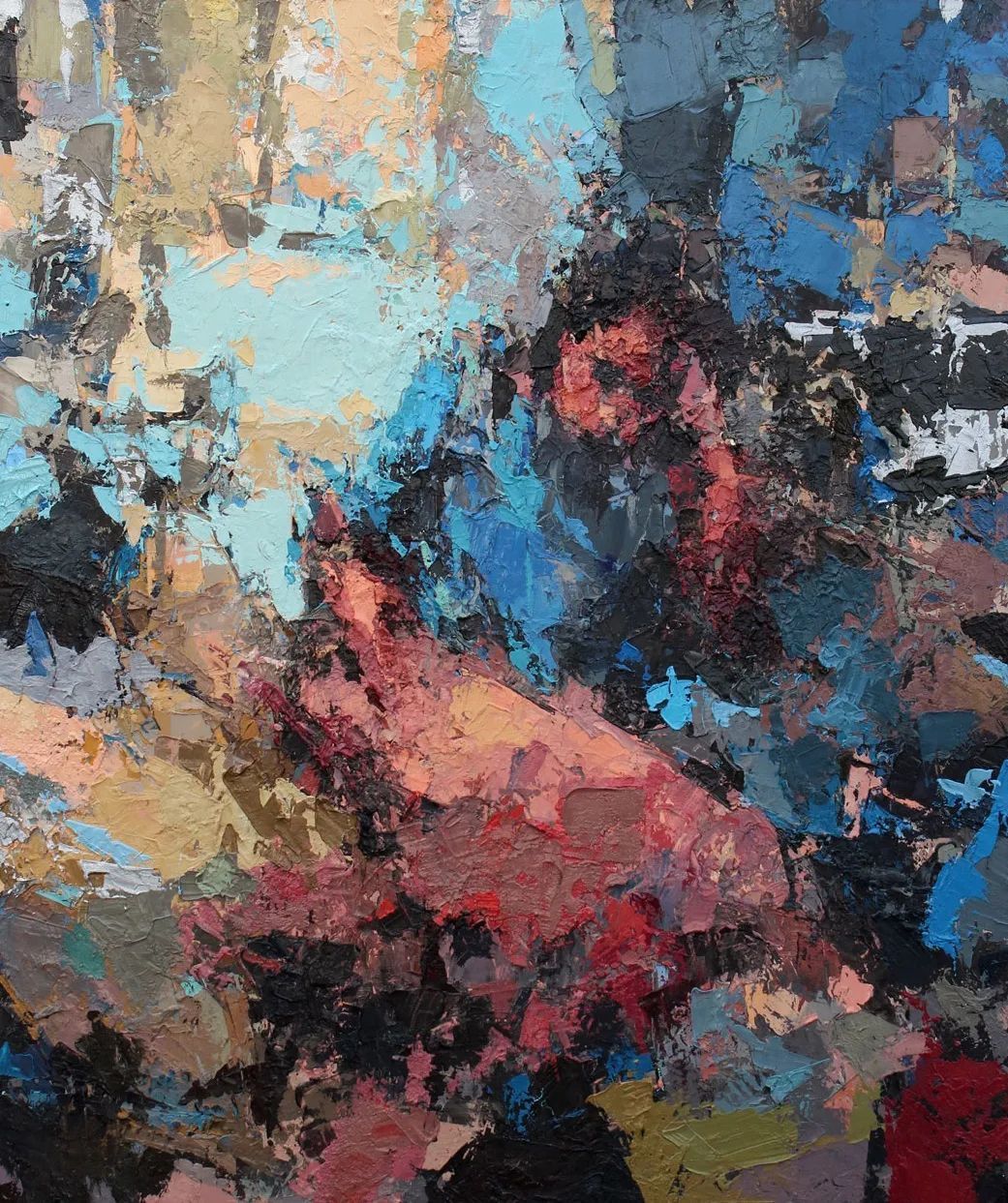 纹理&他将杂碎的色块,厚重的纹理,融于画中的人物