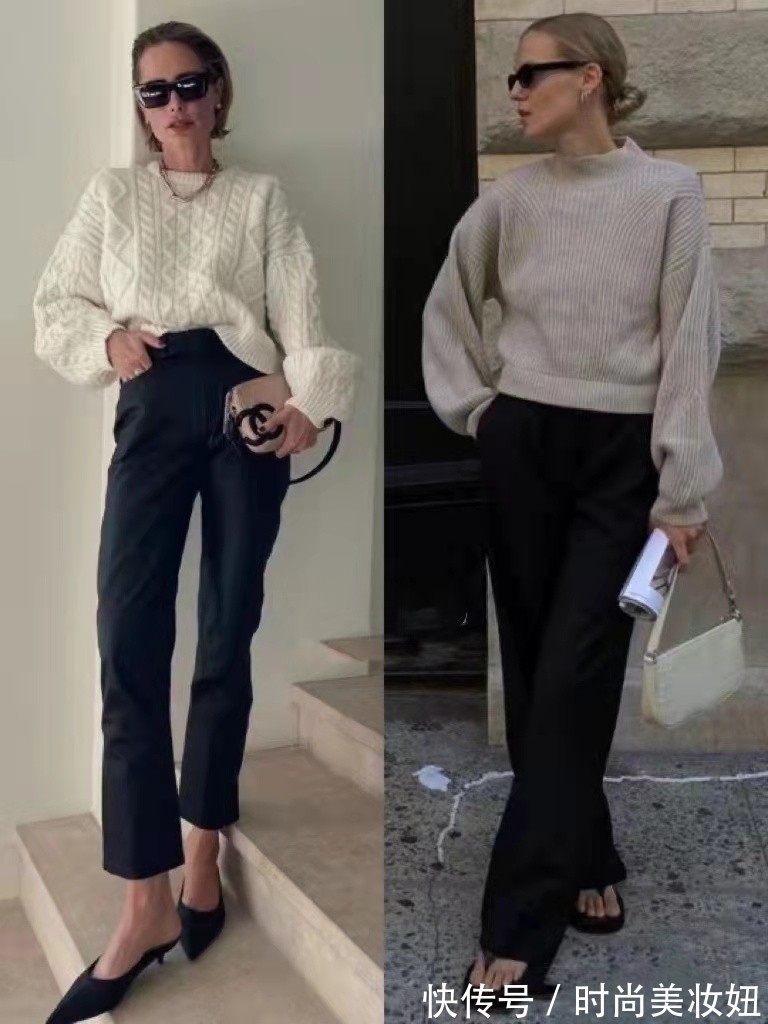 休闲裤 “毛衣+长裤”才是早春该有的穿搭,简单大方又洋气,气质也高级