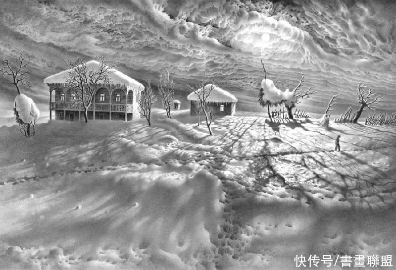 一支铅笔将雪画活的格鲁吉亚“雪魔”