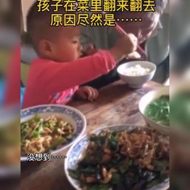 长辈|小男孩用筷子在饭菜里找肉,爸爸本想批评,可娃的举动暖到了众人