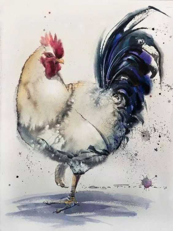 艺术家&俄罗斯艺术家画的大公鸡、猫咪、狗，神态逼真颇具中国国画意味